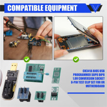 CH341A BIOS USB Programmer SOP8 DIP8 1.8V Conversion Socket 8-Pin Test Clip Set for or Motherboard