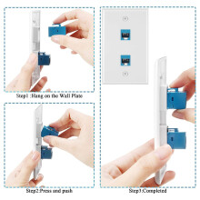 4 Pieces 2 Port Ethernet Wall Plate, RJ45 Cat6 Female to Female Jack Inline Coupler Face Plates