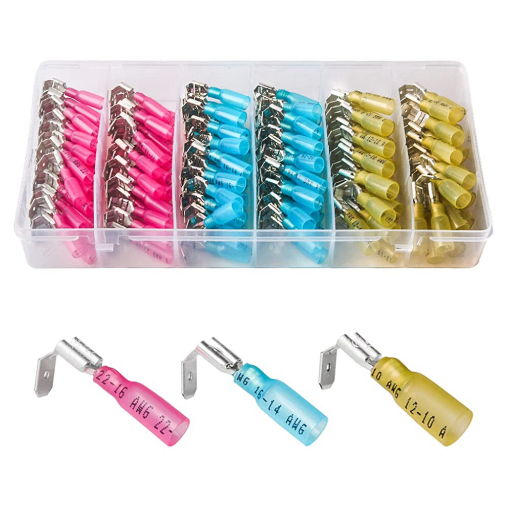 140Pcs 22-16/16-14/12-10 Awg Heat Shrink Piggy Back Spade Quick Splice Crimp Terminals Connectors Assortment Kit 3 Sizes 4713933408213