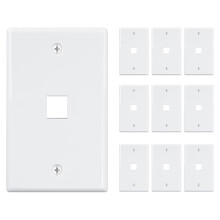 10-Pack 1 Port  Jack Wall Plate, Low Profile Ethernet Wall Plate Single Gang Wall Plates for  Jack White