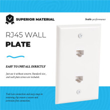 1 Pack 2 Port Ethernet Wall Plate, Cat6 Female to Female Wall Jack RJ45 Inline Coupler Wall Outlet, White