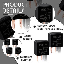 Relè 5 Pin 12V 30A Relè Automobilistico Relè di Avviamento Relè Auto per Impieghi Gravosi per Accessori Motore Auto (4 Pezzi)