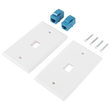2-Pack 1-Port Ethernet-VäGgplatta, RJ45 Cat6 Hona Till Hona Jack Inline Kopplingsplatta, 1-Port