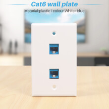 2-Pack 2 Port Ethernet Wall Plate, RJ45 Cat6 Female to Female Jack Inline Coupler Face Plates, 2-Port