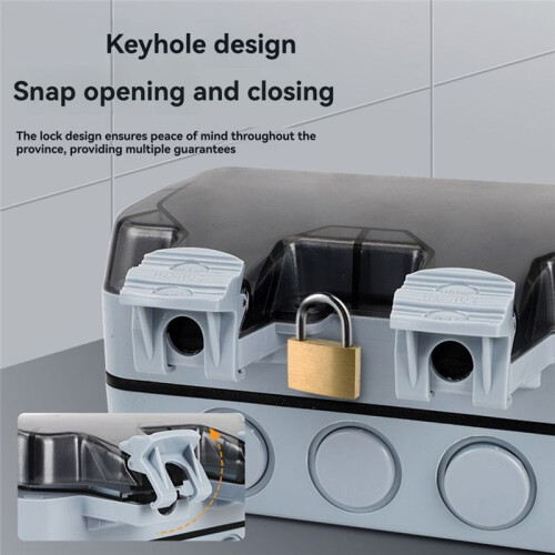 IP66 Outdoor Extension Lead 15A Rainproof Charging Socket Outdoor Double Socket Waterproof Box US Plug 2