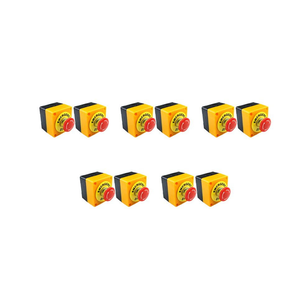 10Pcs Red Mushroom Emergency Stop Shut Off Push Button No + Nc 22Mm Cnc Gecko 6033923016517
