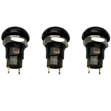 3X -Off Interrupteur À Bouton-Poussoir de Verrouillage ÉTanche 12mm Spst 2A Ip67, Noir