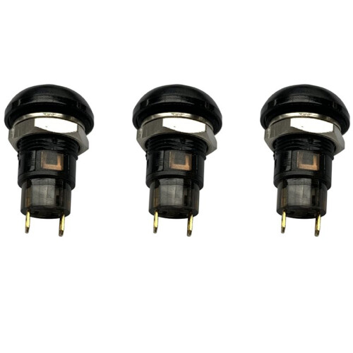 3X -Off Latching Waterproof 12mm Push Button  SPST 2A IP67, Black