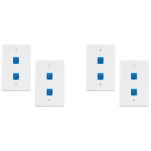 4-Pack 2-Poorts Ethernet-Muurplaat, RJ45 Cat6 Vrouwelijk Naar Vrouwelijk Jack Inline Koppelingsfrontplaten, 2-Poorts