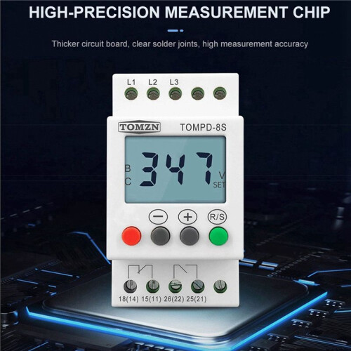 2X 3 Phase Din Rail Adjustable Under over Voltage Protector Voltage Monitoring Sequence Protection Relay 2