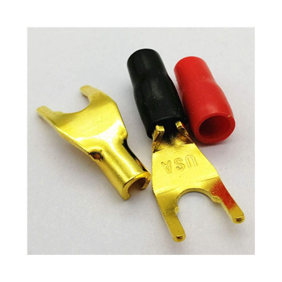 24Pcs/12Pairs "Y" "U" Spade Banana Connectors Gold Plated Solderless Fork Speaker Banana Plug Adapter 4711627402080