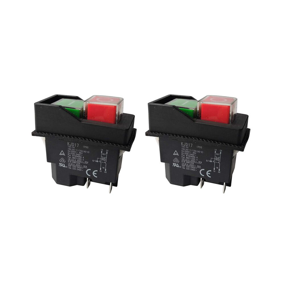 2X Electromagnetic Switches Pushbutton Switches For Garden Tools Kjd17 220V 4 Pin -Terminals 6031011464783