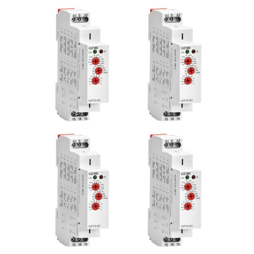 4X GEYA GRT8-M1  Off  Delay Relay 16A AC/DC12V-240V Multifunction Din Rail Automatic Timer Relay