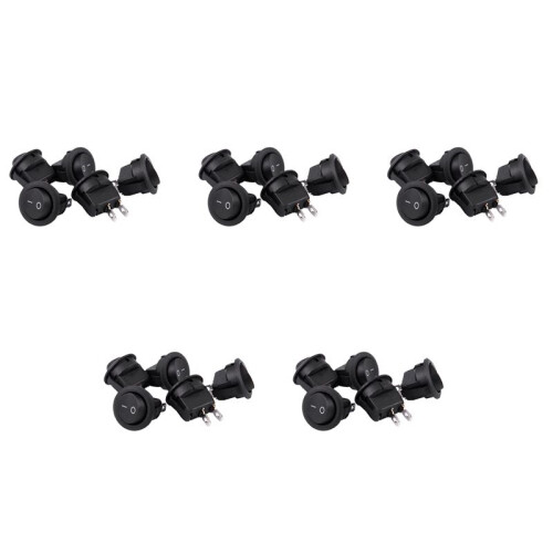 25Pcs SPST Black Button /Off Round Rocker  AC 6A/250V 10A/125V