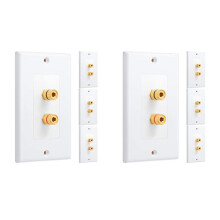 8 Pack Single Gang 1.0 Speaker Wire Wall Plate (Banana Plug Wall Plate) for 1 Speaker, White