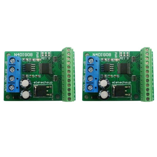 2X 8Ch Input/Output Digital  TTL LvTTL CMOS RS485 IO Control Module Modbus Rtu Board for PLC Relay(with Terminal)