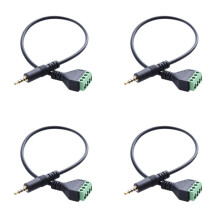 4Stück 3,5-mm-Schraubklemmenadapter-Lautsprecherkabel 4-Adriges Stereo-TRRS-Steckerloch zum AV-4-Schraubklemmen-Balun-Verbindungskabel