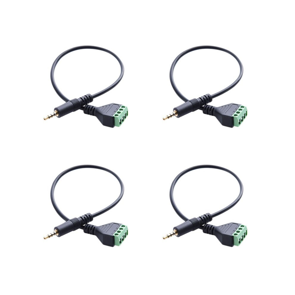 4Pc 3.5Mm Screw Terminal Adapter Speaker Cable 4-Core Stereo Trrs Male Hole To Av 4 Screw Terminal Balun Connector Cable 6033970301062