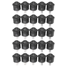25 Pcs SPST Black Button /Off Round Rocker AC 6A/125V 3A/250V