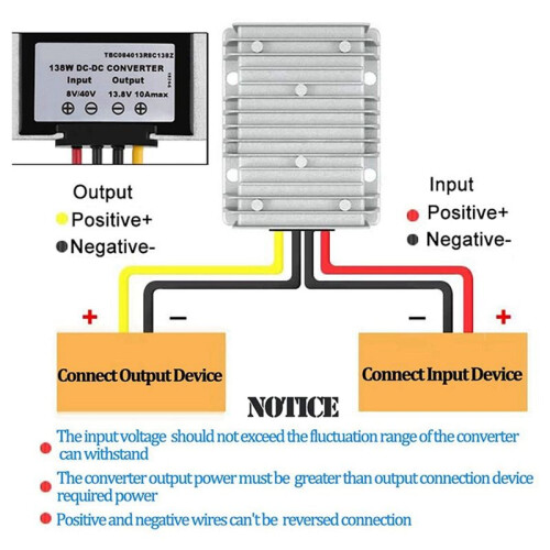 2X  Automatic Buck Boost Converter  8V-40V to 13.8V 10A Step Down  Voltage Regulator Waterproof Voltage Reducer 2