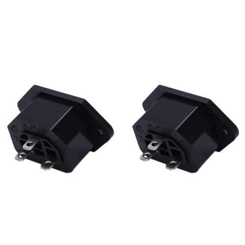 2X AC 250V 10A IEC 320 C13 Panel Mount Plug Connector Socket Black