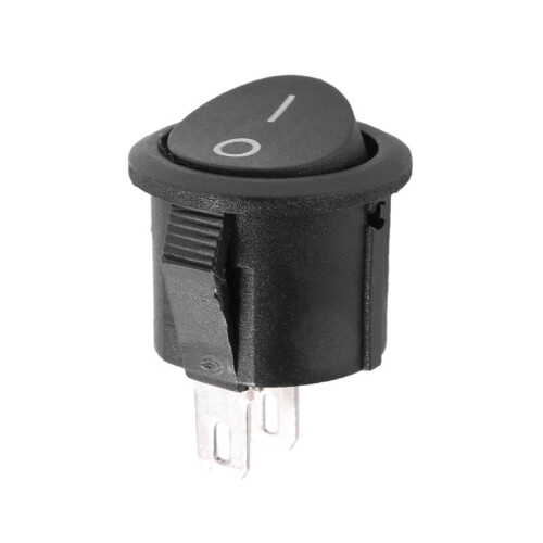 25 Pcs SPST Black Button /Off Round Rocker  AC 6A/125V 3A/250V 2