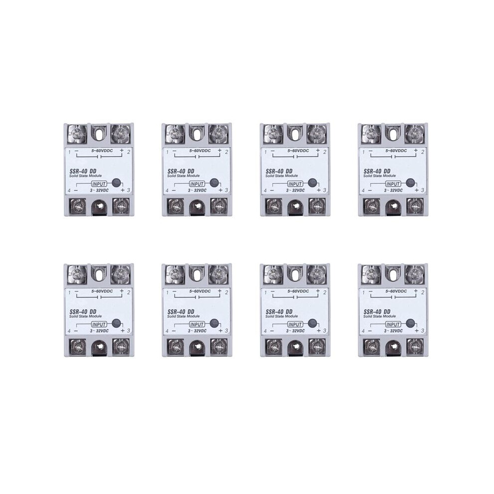8X Single Phase Solid State Relay - Ssr-40Dd 40A Dc3-32V Dc5-60V + White/Silver 6033169601850