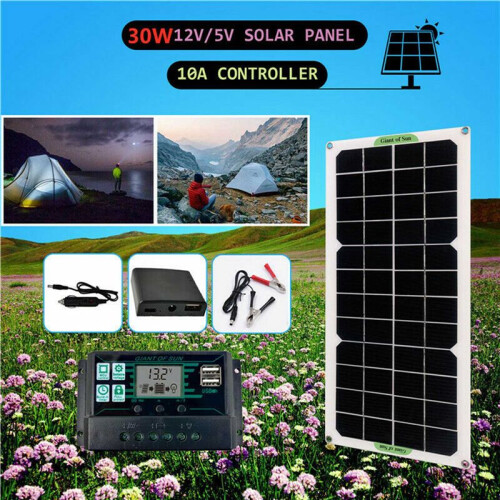 2X Caricabatteria Portatile 12V 12V A Pannello Solare per Auto, Barca, , , con Controller 100A 1