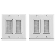 2X 2-Gang Wall Plate, Brush Style Opening Passthrough Low Voltage Cable Plate In-Wall Installation for Speaker Wires