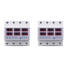 2X TOMZN Relé de TensãO Trifásico de Trilho Din 3P+N Voltímetro Amperímetro Protetor de Relés de Monitor de TensãO 63A 230V com N