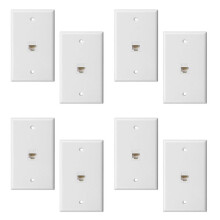 8-Pack 1-Port Ethernet Wall Plate, Jack Wall Plate with RJ45 Female to Female Inline Coupler Insert
