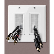 2X 2-Gang Wall Plate, Brush Style Opening Passthrough Low Voltage Cable Plate In-Wall Installation for Speaker Wires