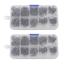 1000Pcs Fish Jig Hooks with Hole Fishing Tackle BoX 10 Sizes Carbon Steel