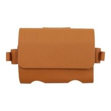 Bag Portable Waist Storage Bag PU Leather for 2Pcs Balls Holds and 4 Tees Bag Brown