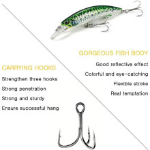 Sea Fishing Fake Lures with 2 Treble Hooks, Bionic Fishing Lure for Fish, Sinking Artificial Simulation Bait