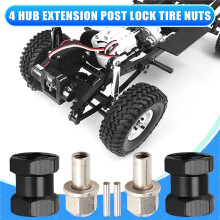 4 Stuks 12 mm Zeskantige Wielnaafaandrijfadapter 15 mm Verlenging Combinerkoppeling voor 1/10 RC Autocrawler SCX10 D90, Zwart
