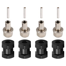 4pcs 12mm Hex Wheel Hub Drive Adaptor 15mm Extension Combiner Coupler for 1/10 RC Car Crawler SCX10 D90,Black