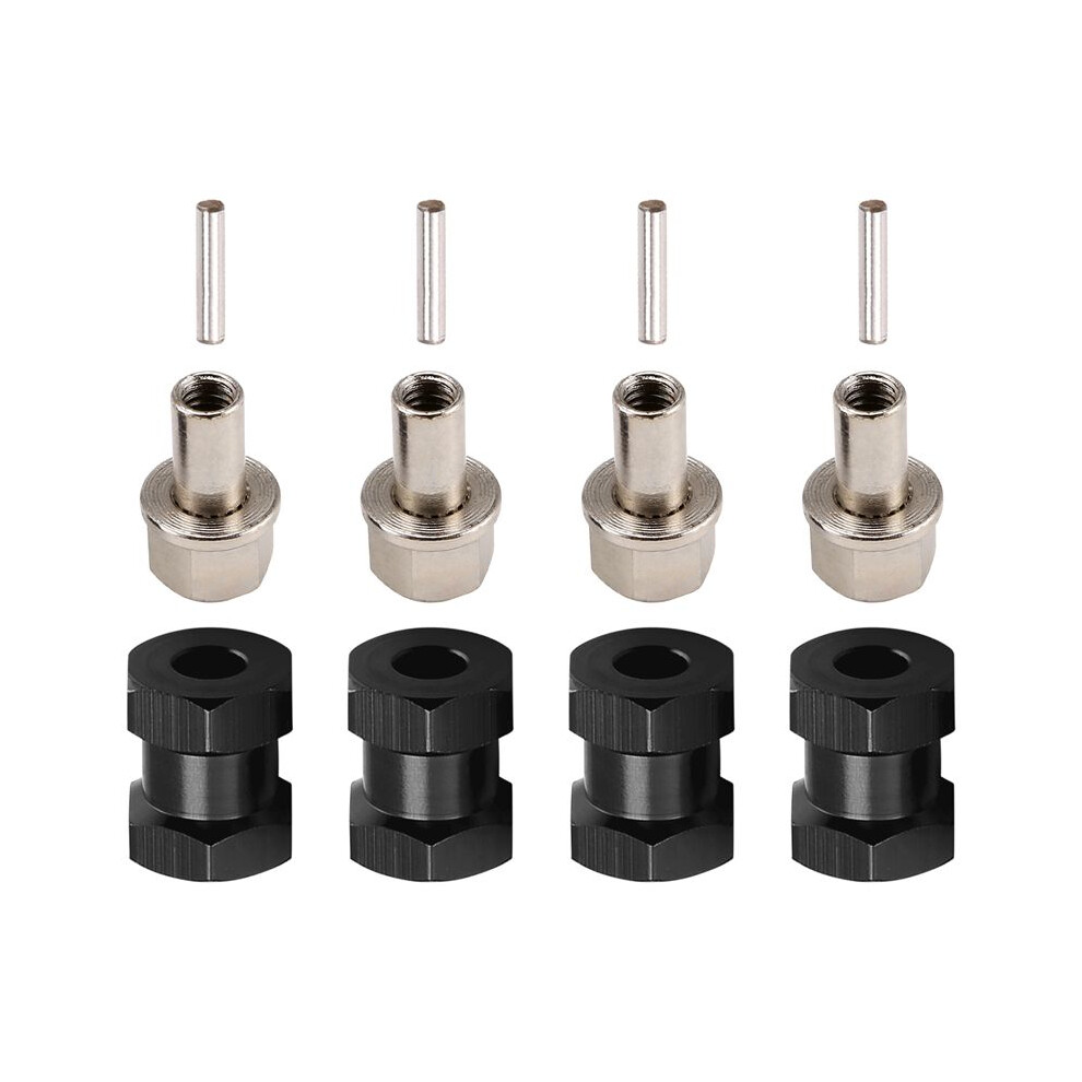 4Pcs 12Mm Hex Wheel Hub Drive Adaptor 15Mm Extension Combiner Coupler For 1/10 Rc Car Crawler Scx10 D90, Black 4712680572611