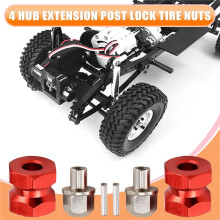 4pcs 12mm Hex Wheel Hub Drive Adaptor 12mm Extension Combiner Coupler for 1/10 RC Car Crawler SCX10 D90,Red