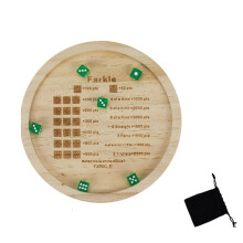 Dice Game Tray Wooden Classic Dice Game with Tray Dice Dish Family Game Exciting Games for Adults Kids Includes Six Dice