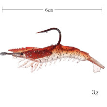 9 Stueck 6 cm/ 3 G Kuenstliche Fischkoeder Bionic Garnele Weiche Koeder Fischerei Geraet Nachtsicht Naturgetreue Angelzubehoer mit Haken Rot