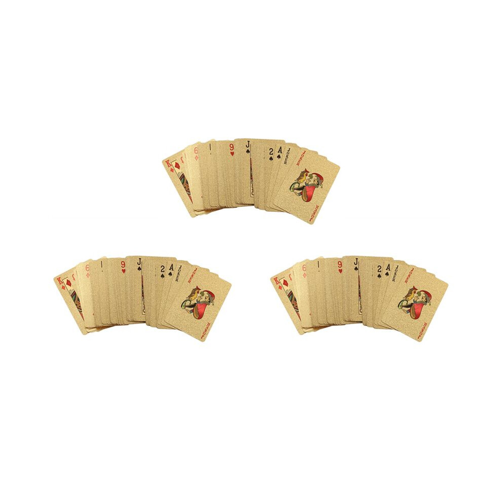 3Pc 24K Gold Playing Cards Plastic Poker Game Deck Foil Pokers Pack Magic Cards Waterproof Card 4713946064543