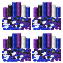 1600 Pezzi Fiches da Poker nel Plastica Fiches da Gioco 4 Colori Carta da Contatore per Giocare un Conteggio Carte Fiches da Gioco Bingo, 2
