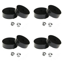 16X Road Bike Cykel Cork Styre Bar Grip Wrap Tejp + 8 Bar Plugs-Svart