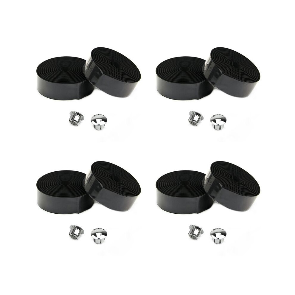 16X Road Bike Bicycle Cork Handlebar Bar Grip Wrap Tape + 8 Bar Plugs- Black 6031188528547