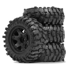 4Pcs 88mm 1.9In Beadlock Wheel Rim and Soft Rubber Tire Set for 1/10 RC Crawler Car Axial SCX10 Pro Capra TRX4,B