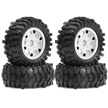 4Pcs 88mm 1.9In Beadlock Wheel Rim and Soft Rubber Tire Set for 1/10 RC Crawler Car Axial SCX10 Pro Capra TRX4,C