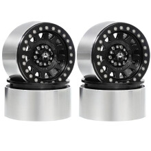 4pcs 1.55" Metal Beadlock Wheel 5-Spoke Wheel Rim for RC 1/10 D90 TF2  CC01 LC70 MST Black