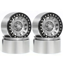 4 Stück 1,55" Metall Beadlock-Felgen 5-Speichen-Felgen für RC 1/10 D90 TF2 für CC01 LC70 MST Silber