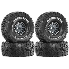 4pcs 120mm 1.9Inch Beadlock Wheel Rim Rubber Tire Set for 1/10 RC Crawler Car Axial SCX10 Pro Capra TRX4 D90 Grey